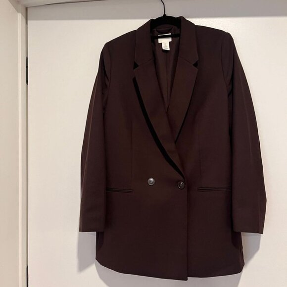 H&M H&M Chocolate Brown Double-Breasted Blazer
